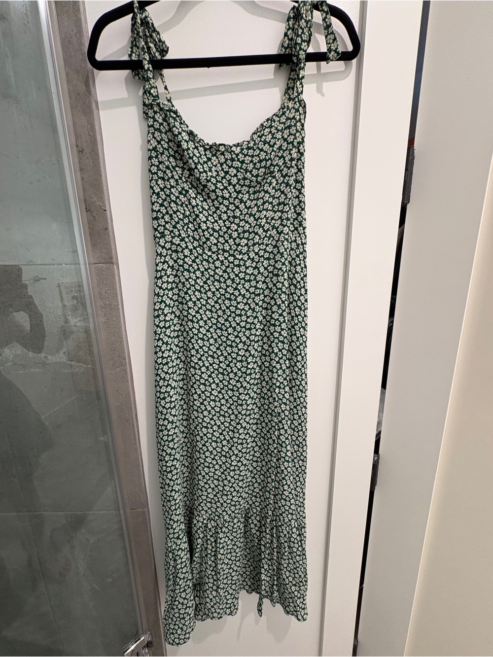 Reformation Green Floral Tie-Shoulder Midi Dress